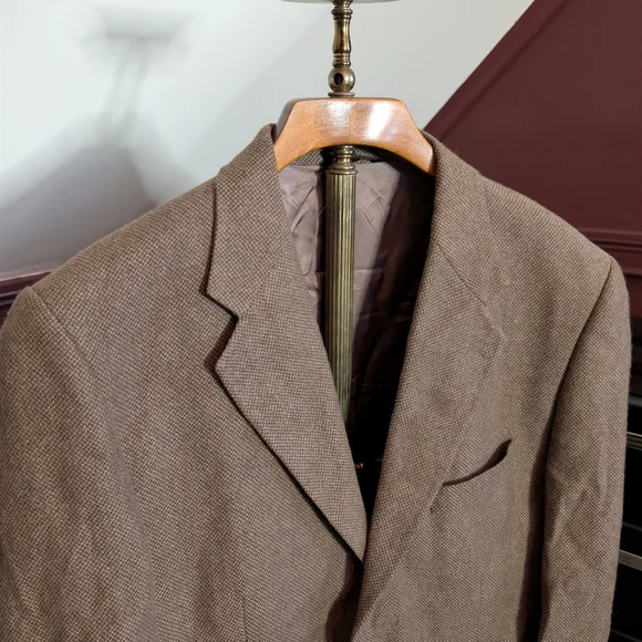 LOUIS DELL'OLIO knit Camel Hair Leather Button Made In Italy Jacket